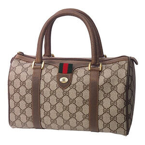 Gucci GG Plus Sherry Boston Bag Leather Brown